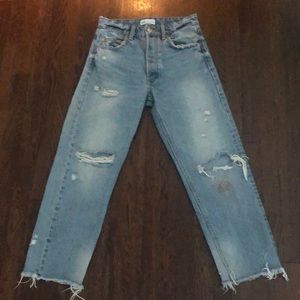 Distressed boyfriend jeans